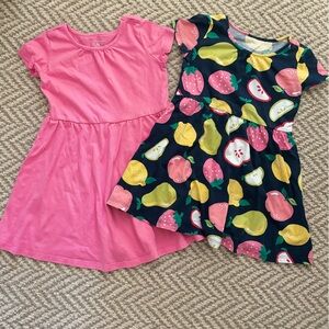 EUC Like New Children’s Place Dresses- Pink and Navy with Fruit Print (4T)